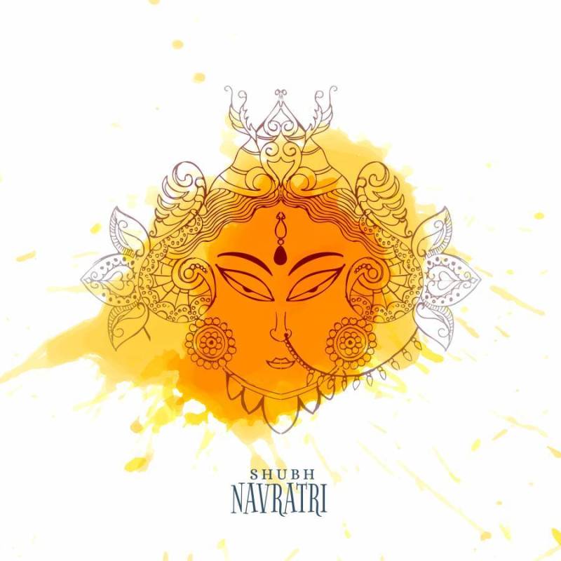 navratri庆祝与玛阿杜尔加面对的插图