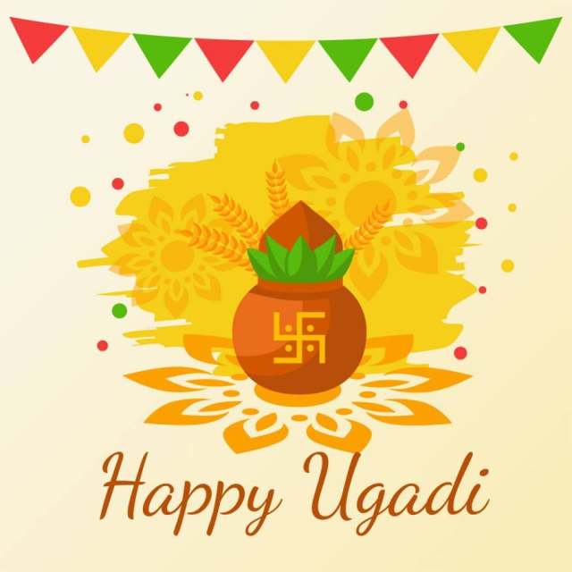 快乐的Ugadi。印度新年矢量