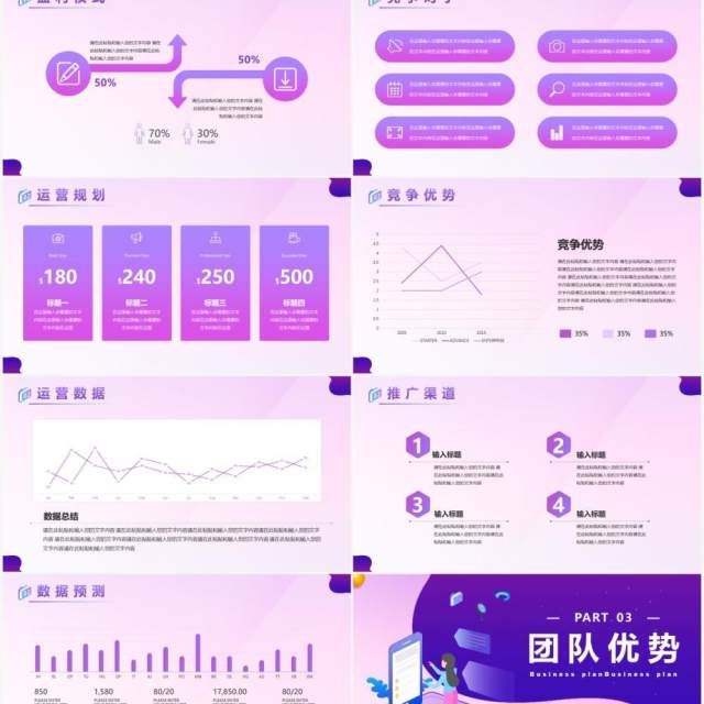 紫色渐变小程序商业计划书PPT模板 紫色渐变小程序商业计划书PPT模板