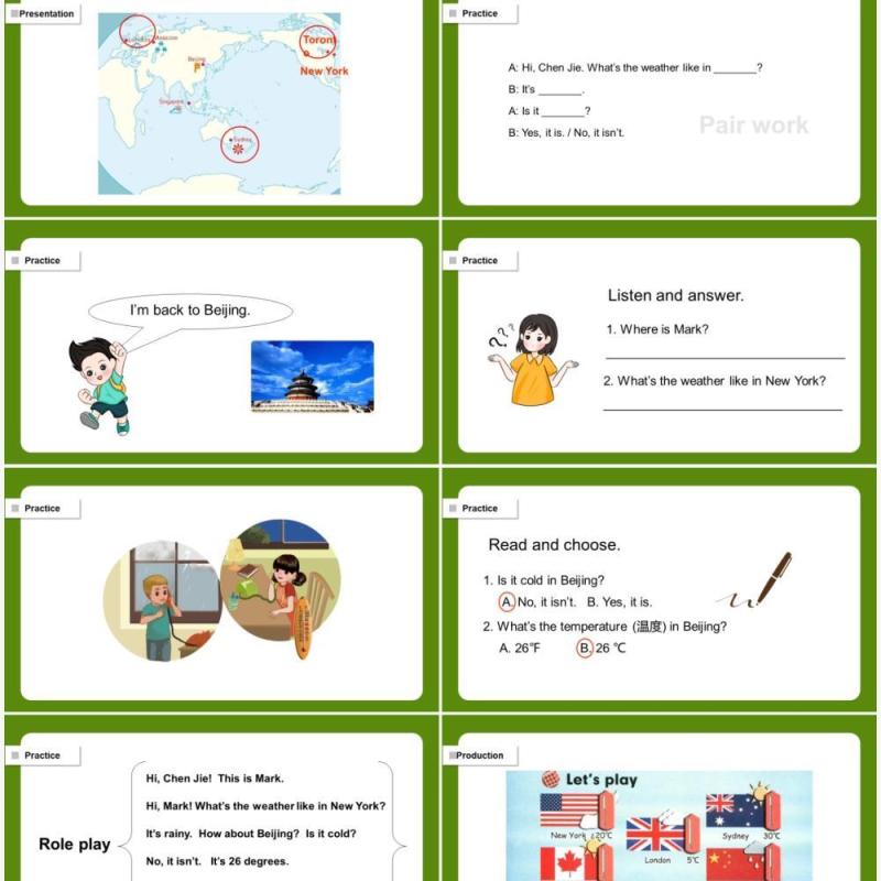 人教版四年级英语下册Weather第2课时课件PPT模板