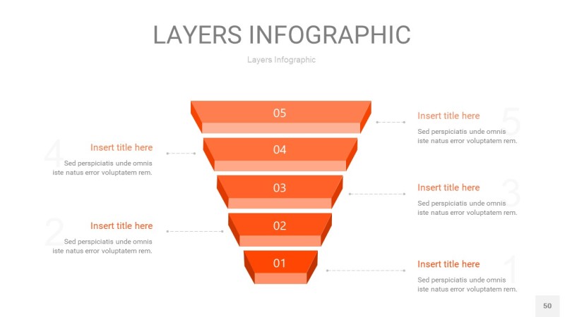 橘红色3D分层PPT信息图50