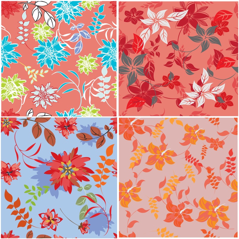 无缝花卉图案套装23