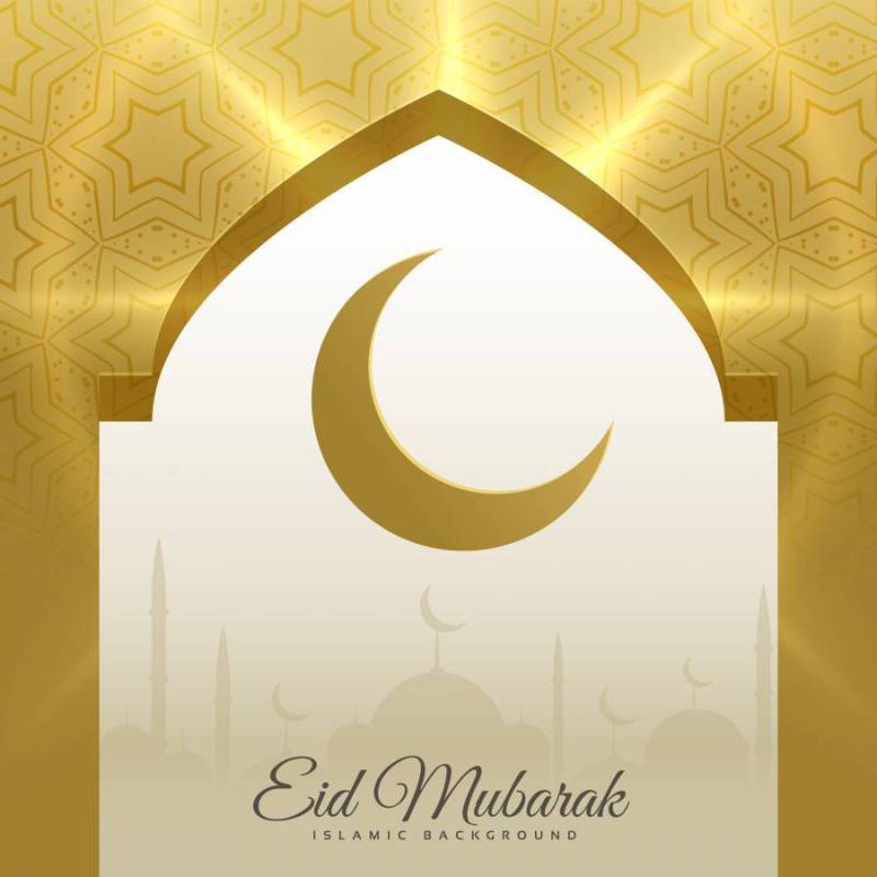 清真寺门与月牙儿eid穆巴拉克