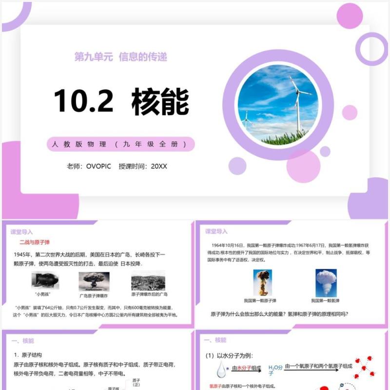 部编版九年级物理全册核能课件PPT模板