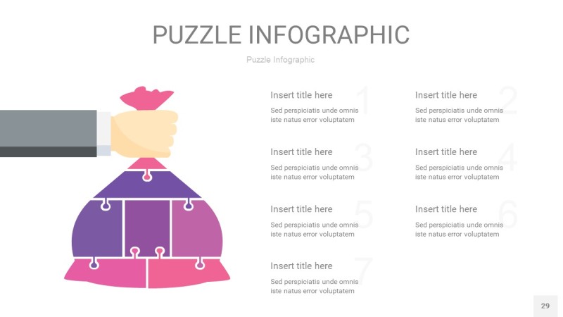 粉紫色拼图PPT图表29