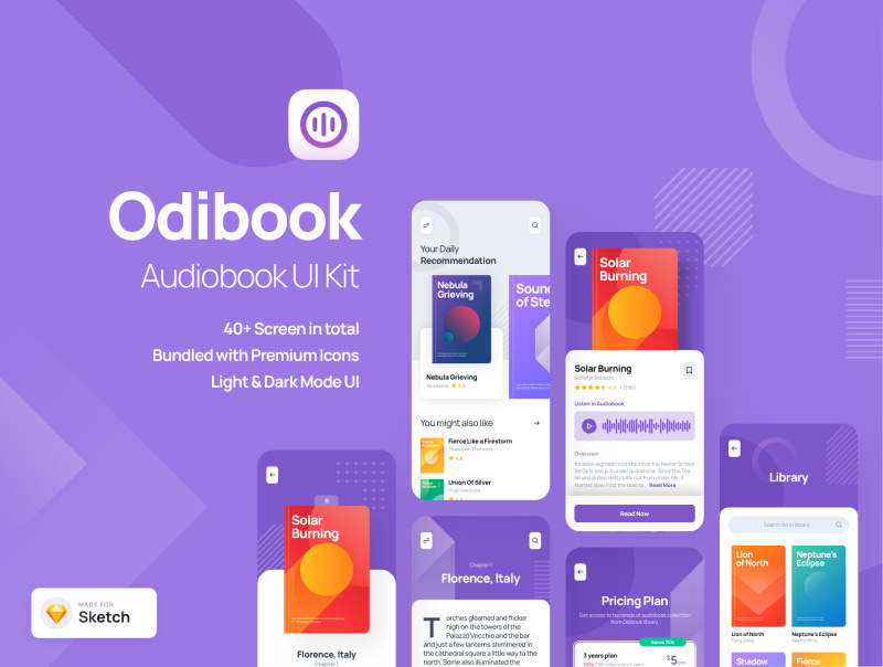 有声读物用户界面工具包Odibook - Audiobook UI Kit