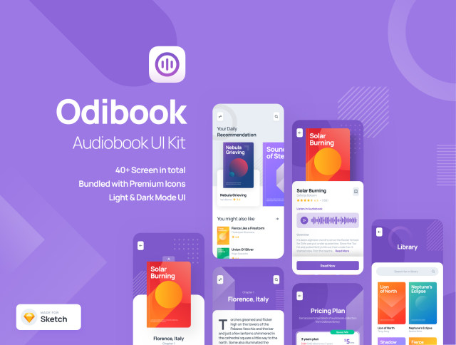 有声读物用户界面工具包Odibook - Audiobook UI Kit