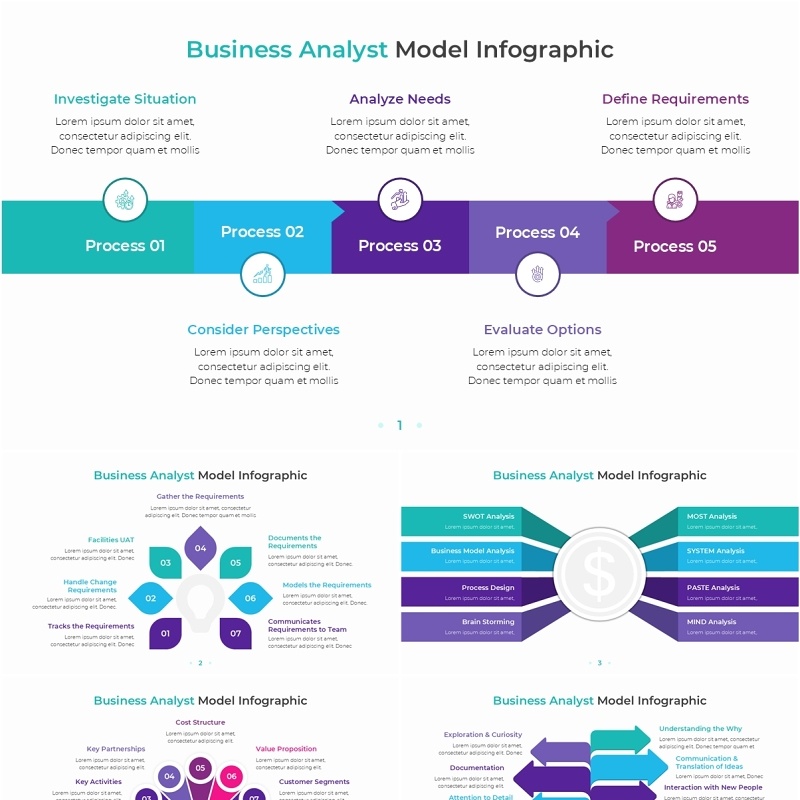 商业业务分析员信息图PPT模板素材Business Analyst Model Infographic