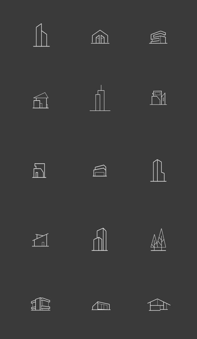 15 枚建筑类线性图标