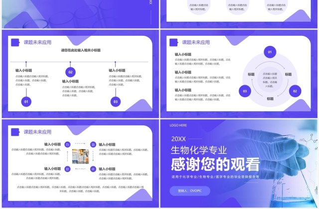 紫色商务风生物化学毕业论文答辩PPT模板