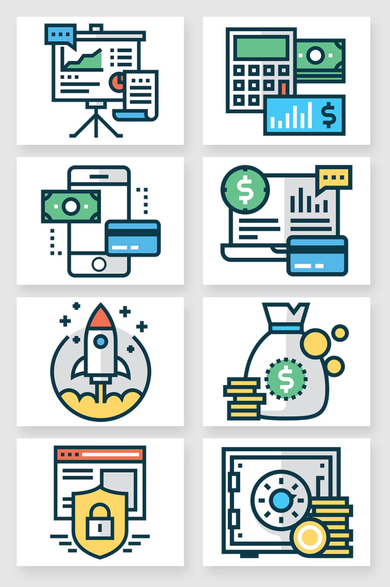 办公金融商务图标矢量素材