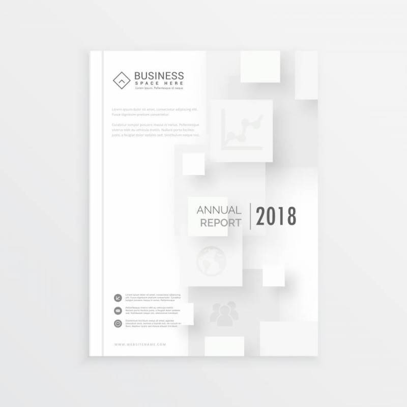 最小的宣传册设计，与白色3d广场的年度报告封面