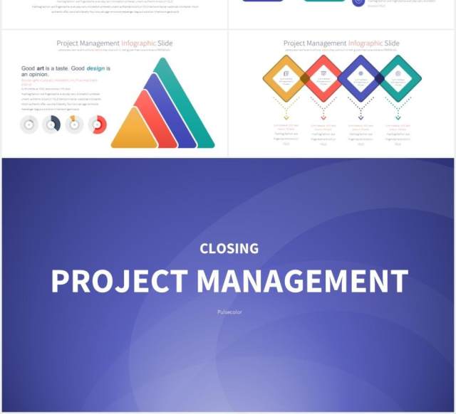 12套颜色商业公司项目管理战略规划信息图表PPT圆形可视化素材Project Management-PowerPoint Infographics