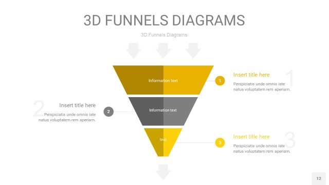黄灰色3D漏斗PPT信息图表12