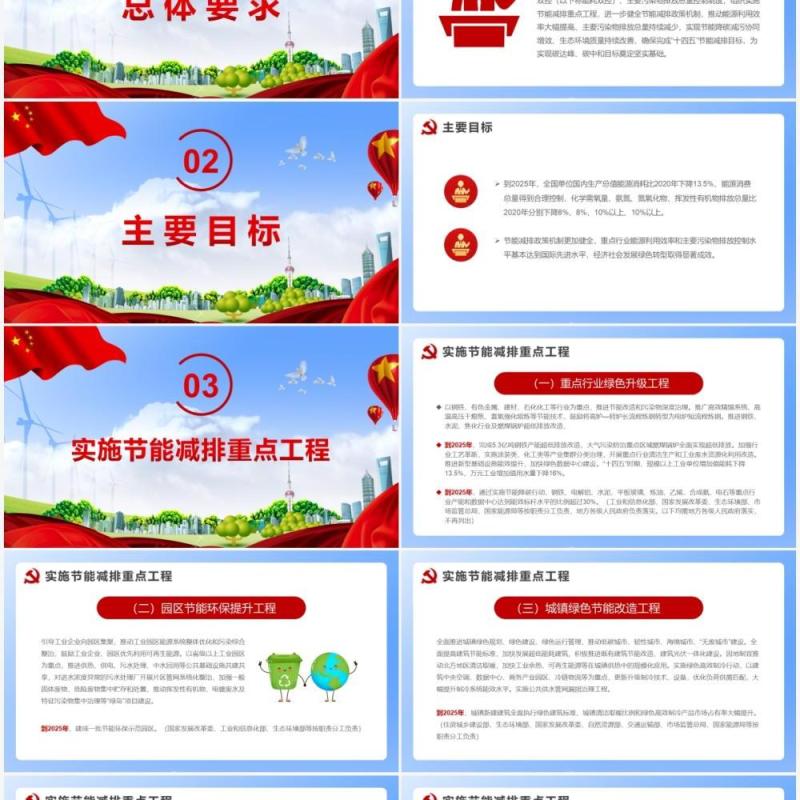 蓝色简约节能减排综合工作方案PPT模板