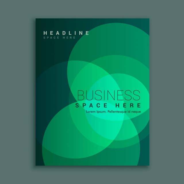 商业杂志封面与抽象的绿色圆圈形状