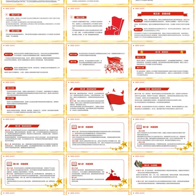 橙色中国风退役军人安置条例PPT模板