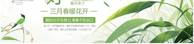 绿色小清新你好三月PPT通用模板 绿色小清新你好三月PPT通用模板