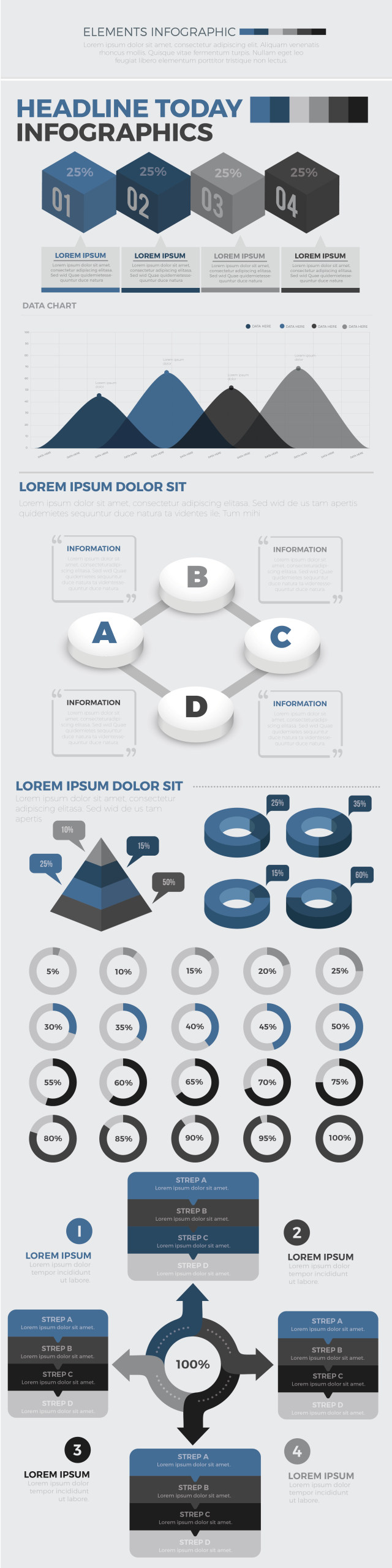 箭头信息图表矢量素材 Infographics Elements