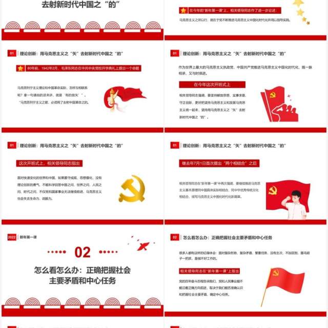 红色简约专题研讨班上深刻阐述的五个问题PPT模板 红色简约专题研讨班上深刻阐述的五个问题PPT模板