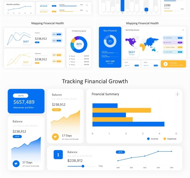 财务数据分析信息图PPT模板素材Financial Graph Powerpoint