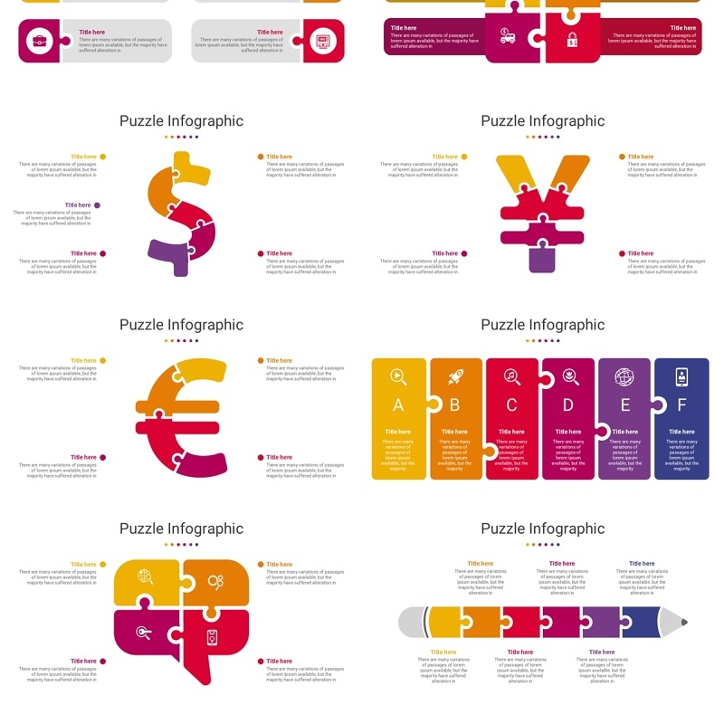 喇叭钥匙拼图信息图PPT模板素材Puzzle Package