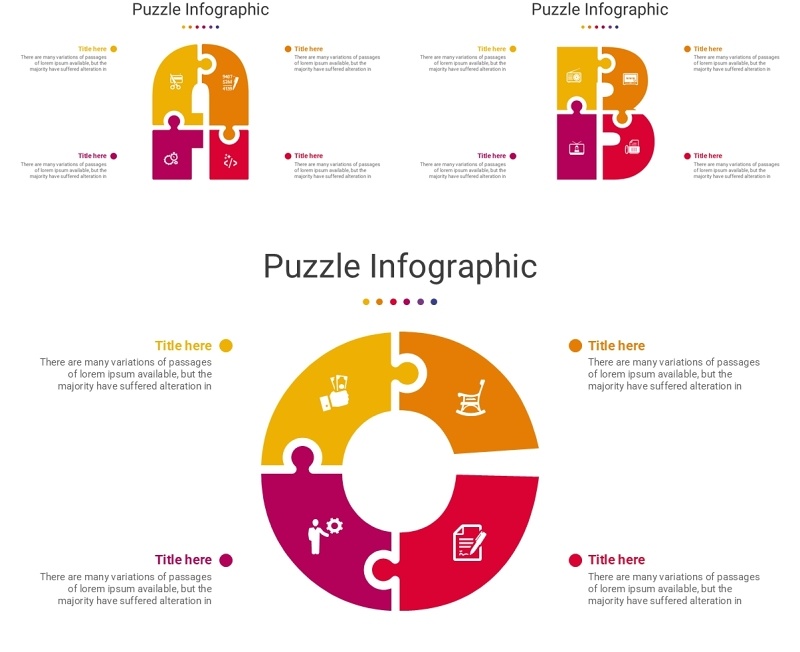 喇叭钥匙拼图信息图PPT模板素材Puzzle Package