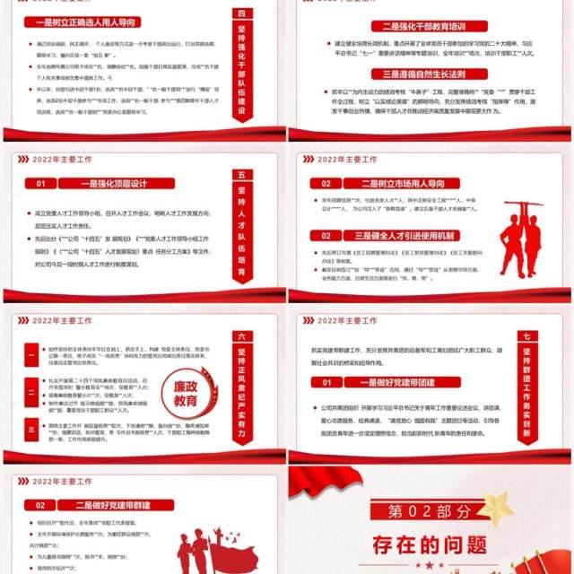 红色党政风2022年基层党建工作总结PPT模板