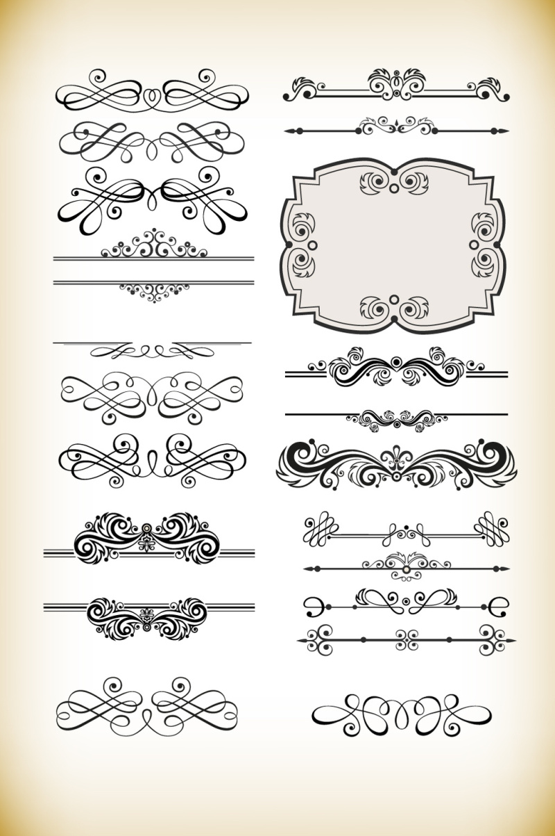 欧式花纹花边分隔符底纹欧式矢量图