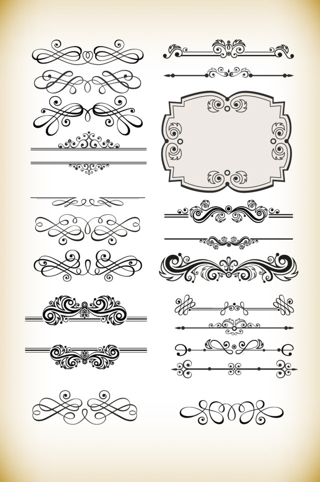 欧式花纹花边分隔符底纹欧式矢量图