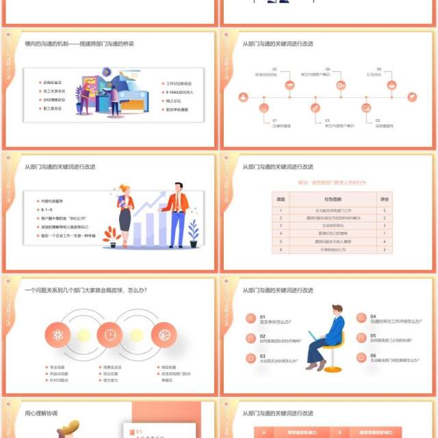 卡通插画渐变跨部门沟通与协作企业员工管理培训动态PPT模板 卡通插画渐变跨部门沟通与协作企业员工管理培训动态PPT模板