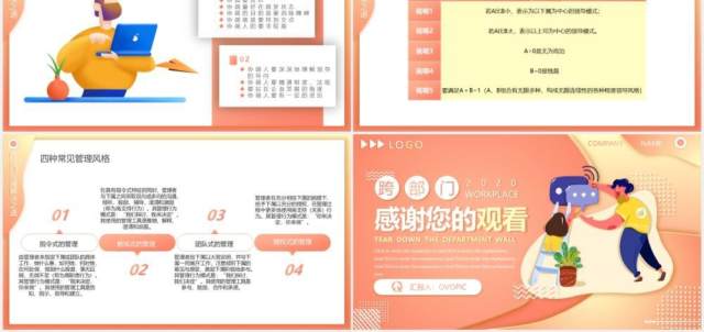 卡通插画渐变跨部门沟通与协作企业员工管理培训动态PPT模板 卡通插画渐变跨部门沟通与协作企业员工管理培训动态PPT模板
