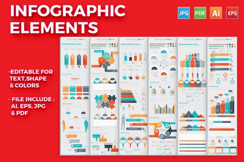 统计信息图表矢量模板设计 Infographic Elements