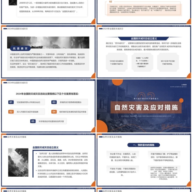 蓝色简约风2024年全国防灾减灾日PPT模板