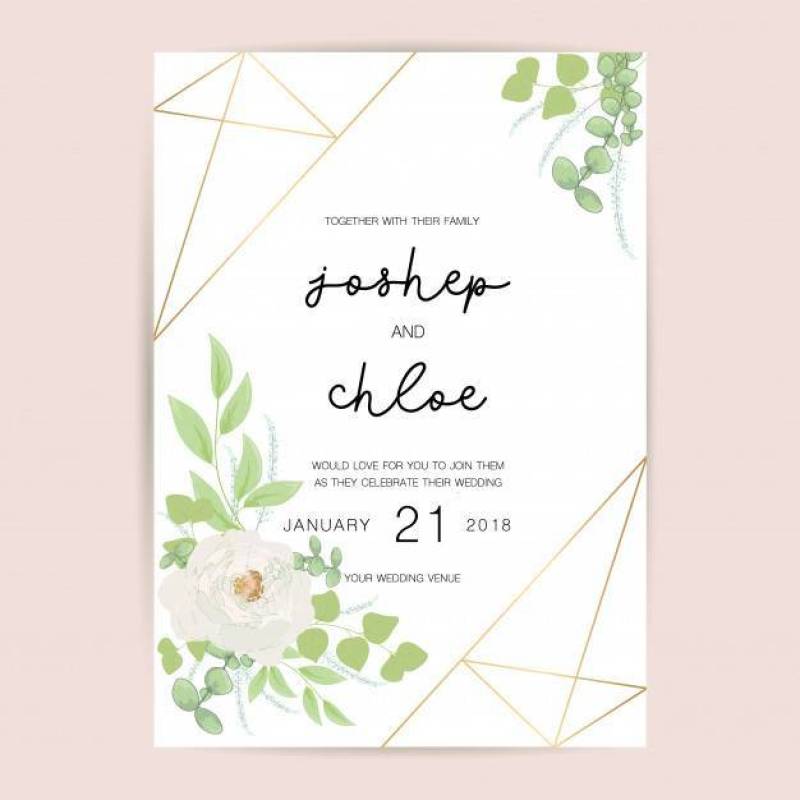 婚礼邀请，花卉邀请卡设计