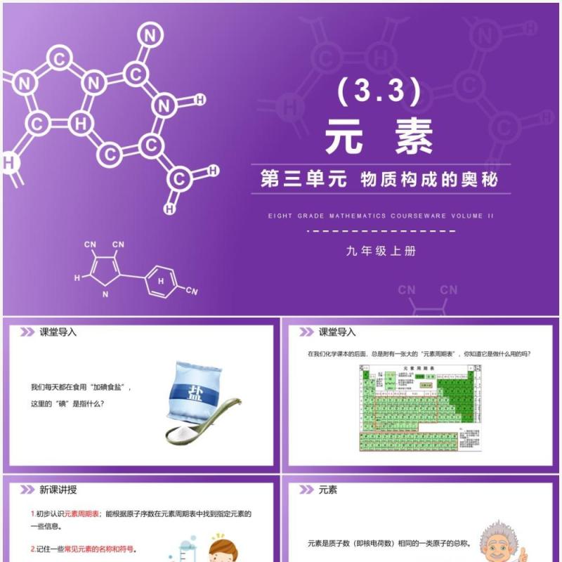 部编版九年级化学上册元素课件PPT模板