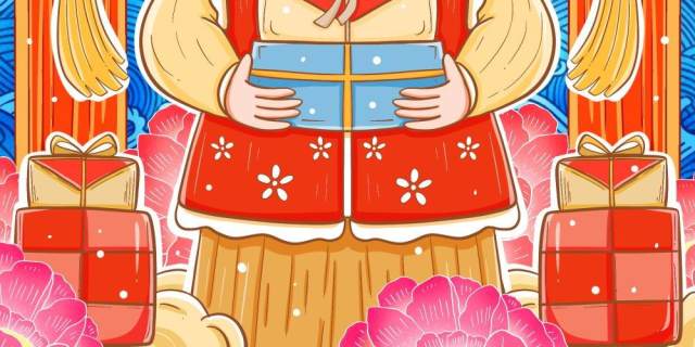 卡通手绘民国风新年春节年货节插画PSD大字报素材25 卡通手绘民国风新年春节年货节插画PSD大字报素材25