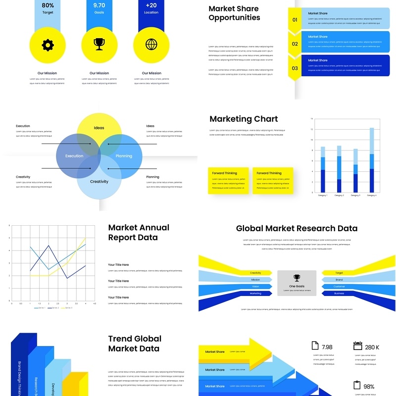 数字信息图表PPT素材模板Infographic