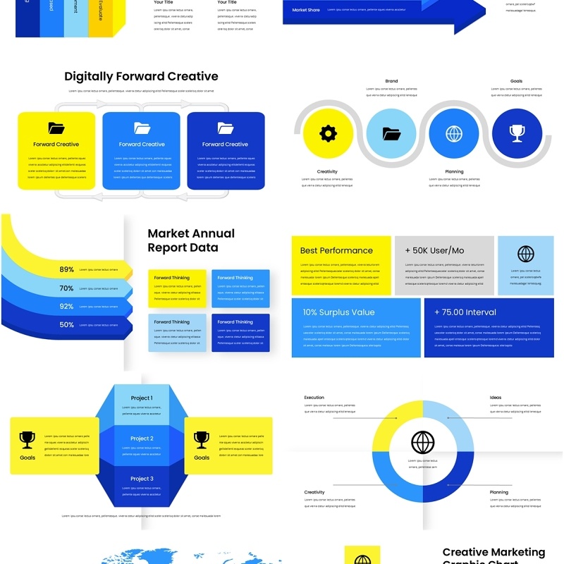 数字信息图表PPT素材模板Infographic