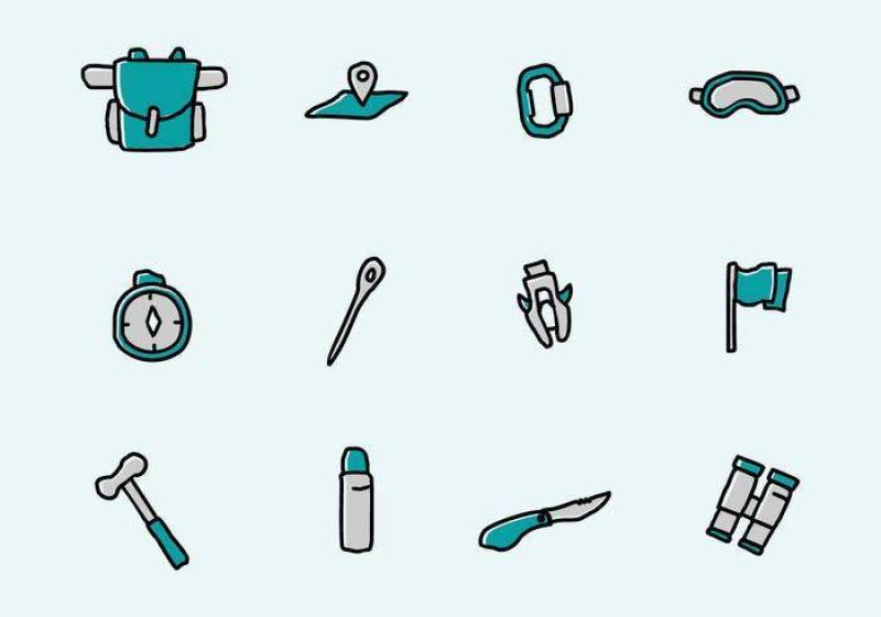 登山者图标 矢量