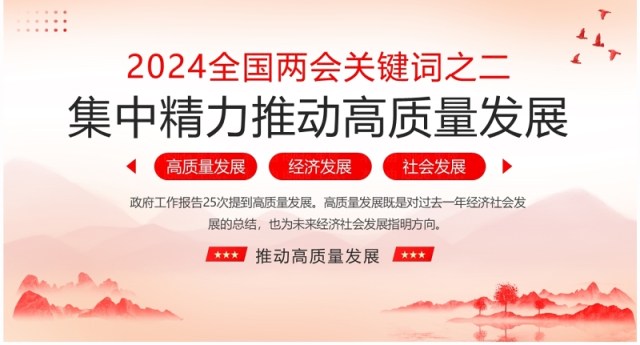 红色简约风集中精力推动高质量发展PPT模板 红色简约风集中精力推动高质量发展PPT模板