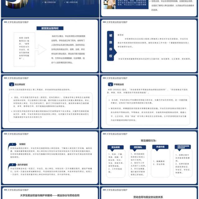 蓝色商务就业相关安全与法律PPT模板 蓝色商务就业相关安全与法律PPT模板
