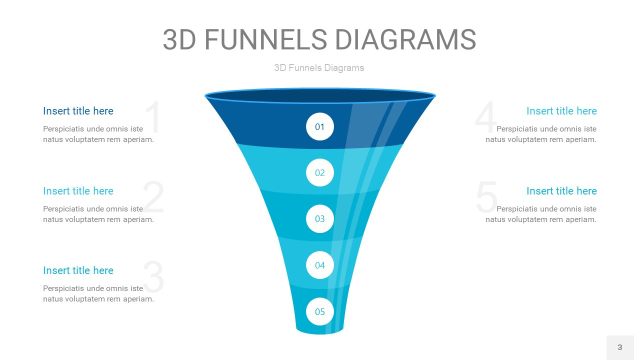 宝石蓝3D漏斗PPT信息图表3