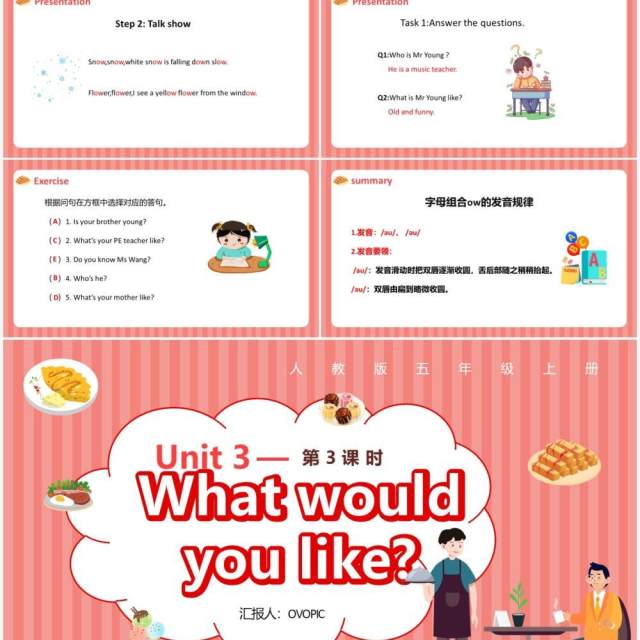 人教版五年级英语上册第3单元What would you like第三课时课件PPT模板 人教版五年级英语上册第3单元What would you like第三课时课件PPT模板