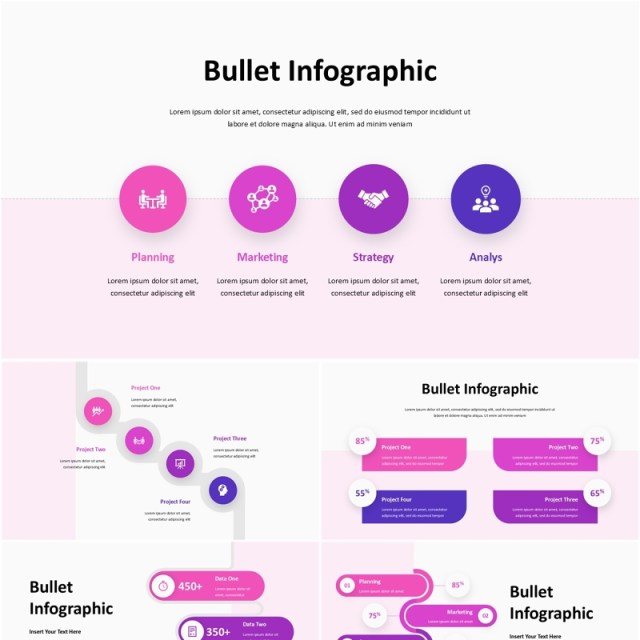 商业项目信息图表PPT模板Bullet Infographic - Presentation Template