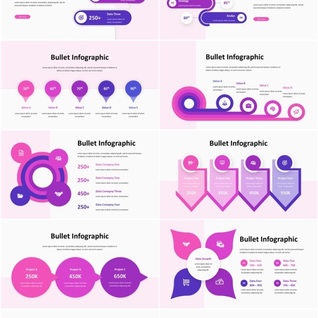 商业项目信息图表PPT模板Bullet Infographic - Presentation Template