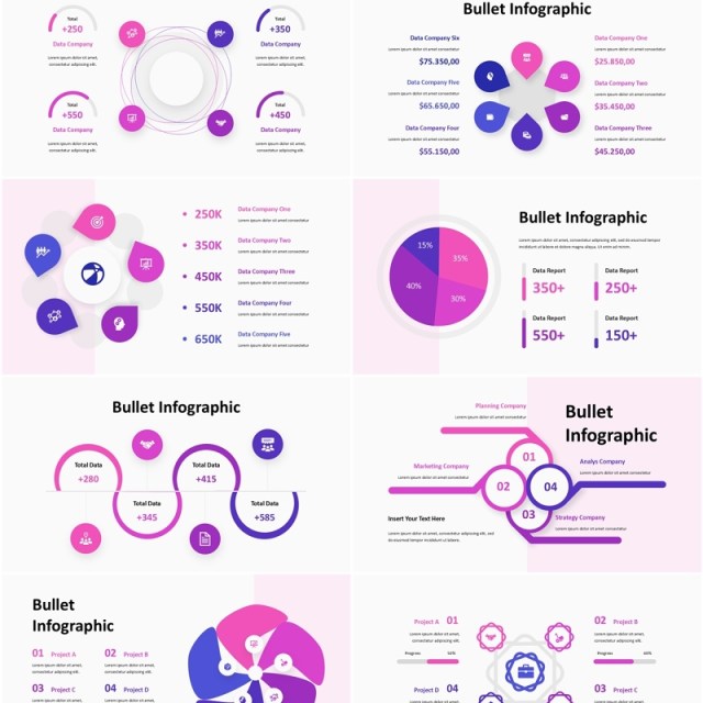 商业项目信息图表PPT模板Bullet Infographic - Presentation Template