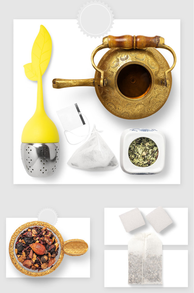 高清茶具茶叶方糖psd设计素材