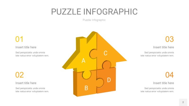 黄色拼图PPT图表2