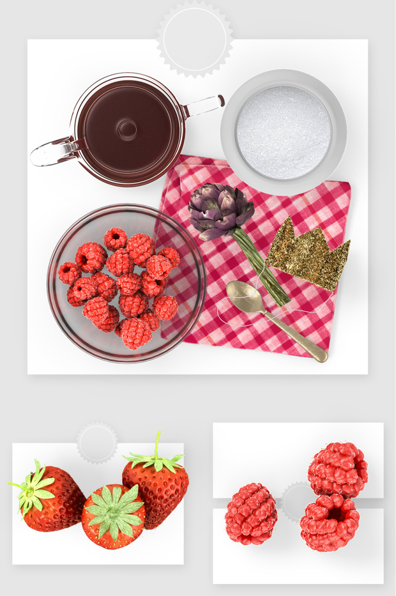新鲜草莓水果下午茶psd贴图素材